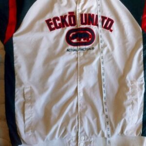 Ecko Unlimited White, Black & Red Windbreaker Jacket